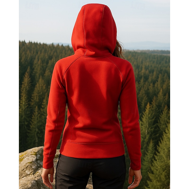 Women's Outdoor Jacket Hiking Jacket Outdoor Breathable Quick Dry Lightweight Elastic Hiking Outfits Hiking Clothes Spring Autumn / Fall Jacket Tennis Golf Running Solid Color Red Orange Brown3