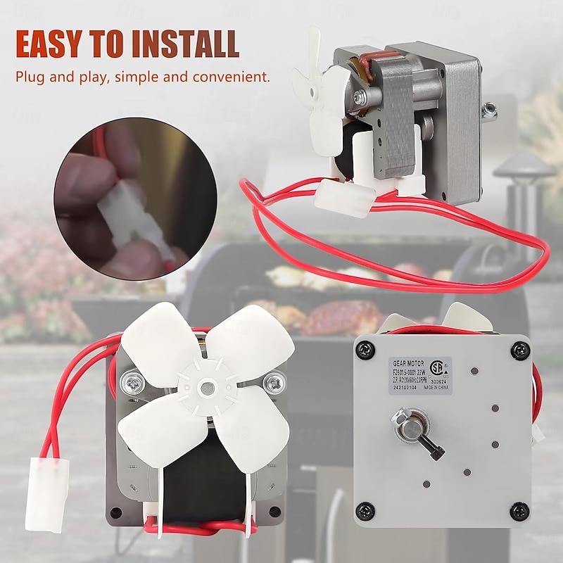 1.6/2.0 RPM Auger Motor Replacement Parts, Compatible with Traeger, Pit Boss, and Camp Chef, Wood Pellet Grill Smokers, Universal Barbecue Auger Motor Replacement 120V 60Hz 2 Pole3