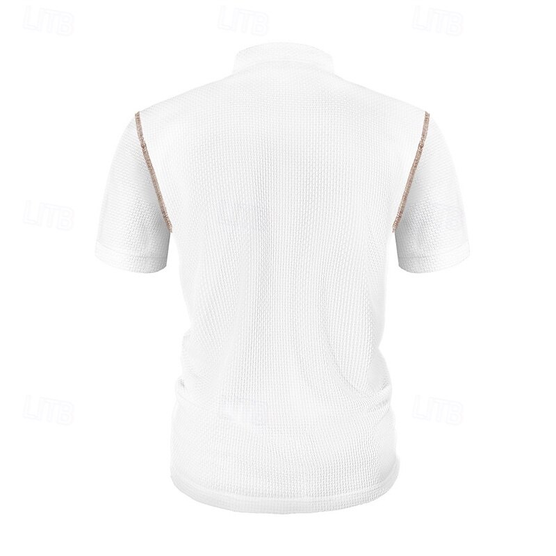 Men's T Shirt Henley Shirt Tee Short Sleeve Shirt Short Sleeve Henley Summer Spring Patchwork Fashion Designer Basic Buttons Pocket Vacation Street Going out Black White Navy Blue Top Tee for Men3