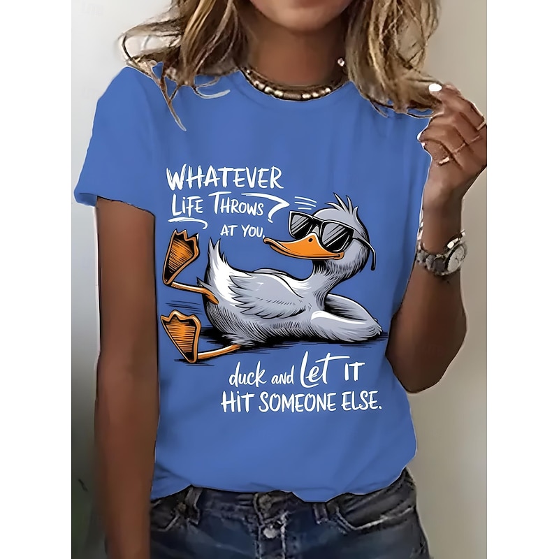 Women's T Shirt Graphic Animal Bird Vintage Stylish Classic Short Sleeve Crew Neck Round Neck Regular Tops Daily Weekend Print Black White Pink Blue Purple Summer Spring4