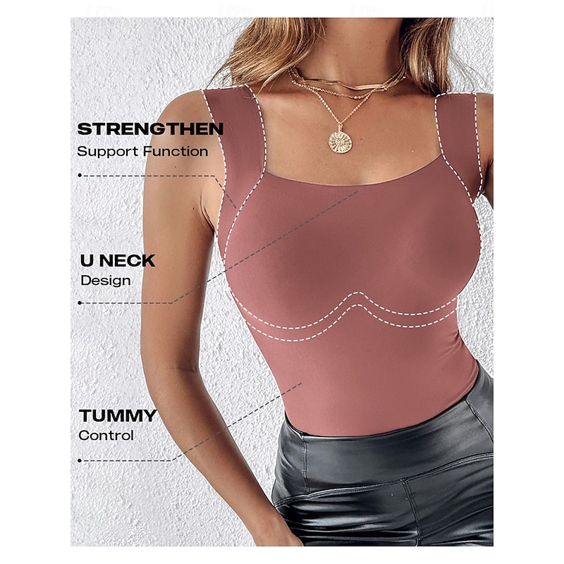 Women's Camisole Tank Top Solid Color Daily Sleeveless Square Neck Crop Tops Black Pink Red Green Khaki Summer Spring3