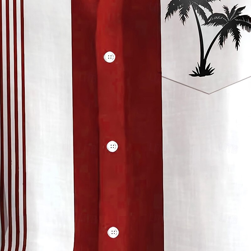 Men's Coconut Tree Tropical Plants Shirt Summer Hawaiian Shirt Button Up Shirt Short Sleeve Hawaiian Holiday Beach Wear Summer Spring Turndown 3D Print Collared Shirts Front One Pocket Red Blue Green4