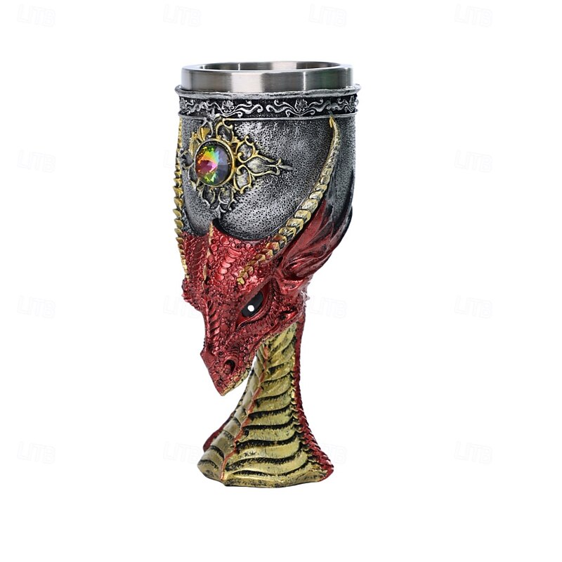 Vintage Medieval Wine Glass with 3D Dragon Head Design, Western Mythical Dragon Goblet, Stainless Steel Red Wine Goblet, Fantasy Style4