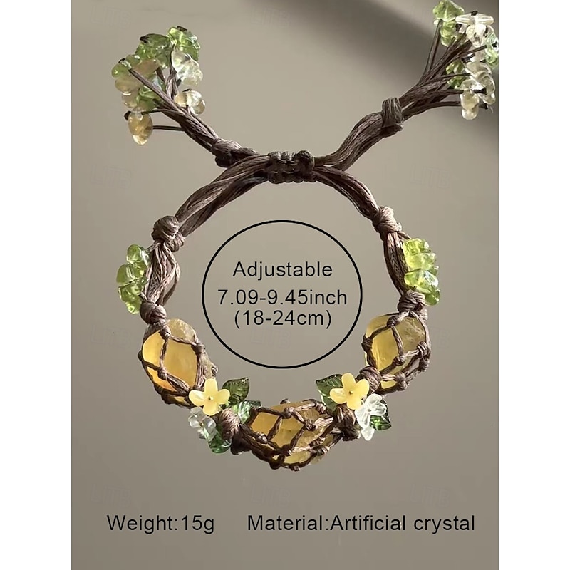 Women's Handmade Floral Gemstone Bracelet – Natural Crystal Beads, Adjustable Boho Style, Ideal for Casual Wear, Gifts and Nature-Inspired Outfits4