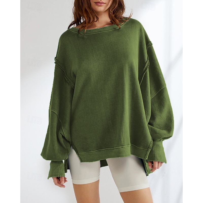 Women's Sweatshirt Track Top Pullover Split Long Sleeve Top Athleisure Fall Solid Colored Thermal Warm Wick Moisture Tennis Golf Running Sportswear Activewear Apricot Black Army Green