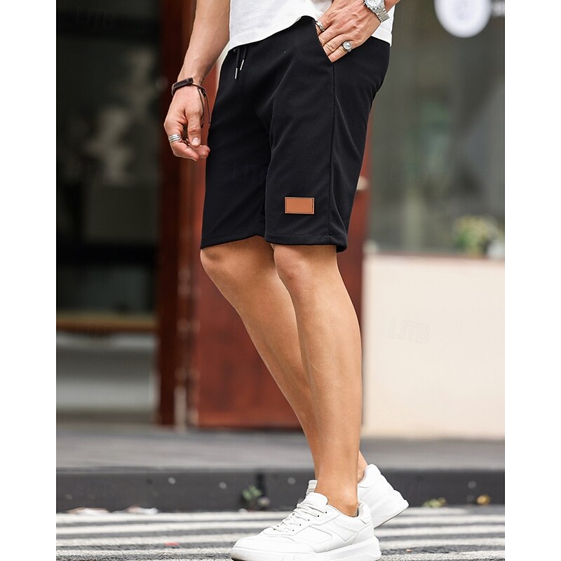 Men's Shorts Summer Shorts Casual Shorts Pocket Drawstring Elastic Waist Plain Comfort Breathable Short Outdoor Vacation Sport Casual Black3