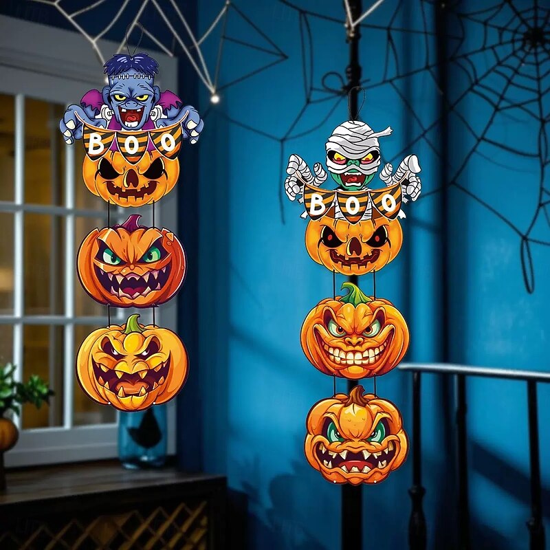 2pcs Halloween Outdoor Hanging Party Yard Decorations, Haunted Festival Door Signs for Shops, Bars, Courtyard Halloween Decor2