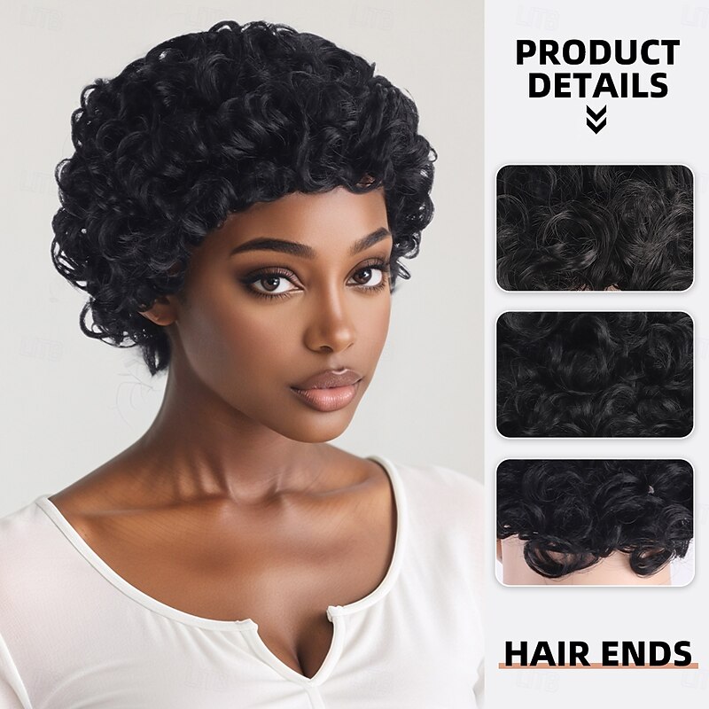 Synthetic Wig Jerry Curl Afro Curly Layered Haircut Asymmetrical Machine Made Wig 10 inch A1 Synthetic Hair Women's Cool Classic Adorable Multi-color2
