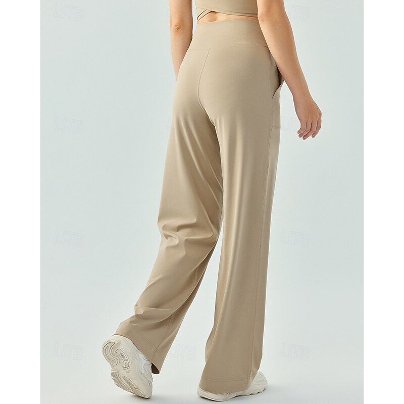 Women's fitness pants Pilates Pants Yoga Pants Drawstring with Pockets Lightweight High Waist Gym Pilates Zumba Bottoms Solid Color Black Pink Burgundy Fall Sports Activewear Micro-elastic Loose Fit4