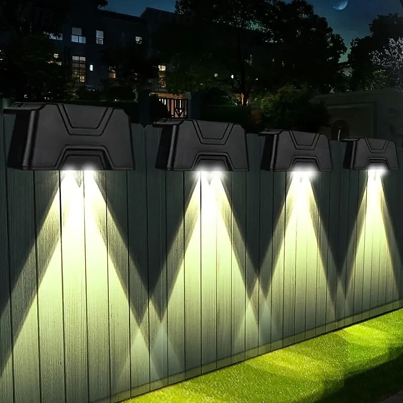 4/8 Pcs Solar Deck Fence Light Outdoor Waterproof LED Wall Light Garden Stair Fence Garden Patio Balcony Deck Lighting Decoration4