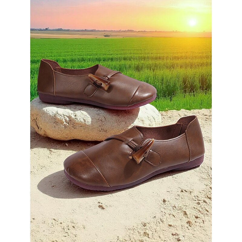 Women's Brown Wide Toe Barefoot Loafers – Soft Non-Slip Casual Flats with Buckle Strap, Comfortable Shoes for Daily Garden Walks, Travel and Weekend Markets4