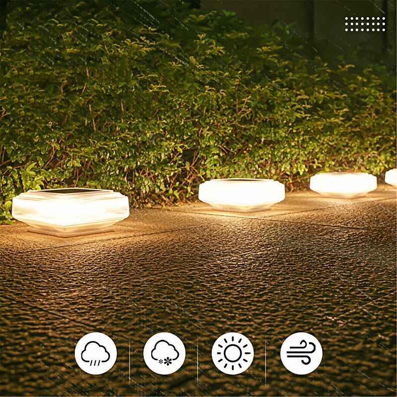 30led Solar Gate Post Lights Transparent Waterproof Lampshade Warm Light Outdoor Square Suitable for Garden Patio Fence Stairs  1PC4