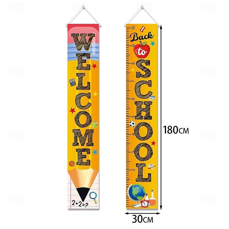 Back to School Decorations Outdoor,Porch Banner Couplets Door Banner American Flag Welcome Sign Door Hanging Flag3