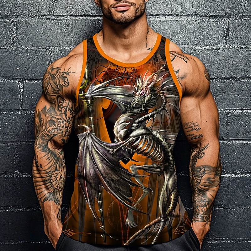 Dragonsword LICHBLADE Ruth Thompson-Yujin Jung Men's Dragon Vest Top Undershirt Sleeveless T shirt 3D Print Crew Neck Shirt Fashion Exaggerated Street Casual Daily Red Summer Spring Clothing Apparel3