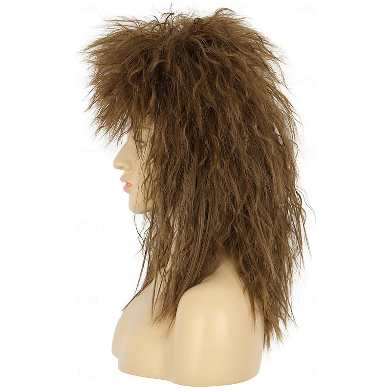 Women Shoulder Length Metal Punk Rock Disco Mullet Wig For Cosplay Party Halloween Costume4