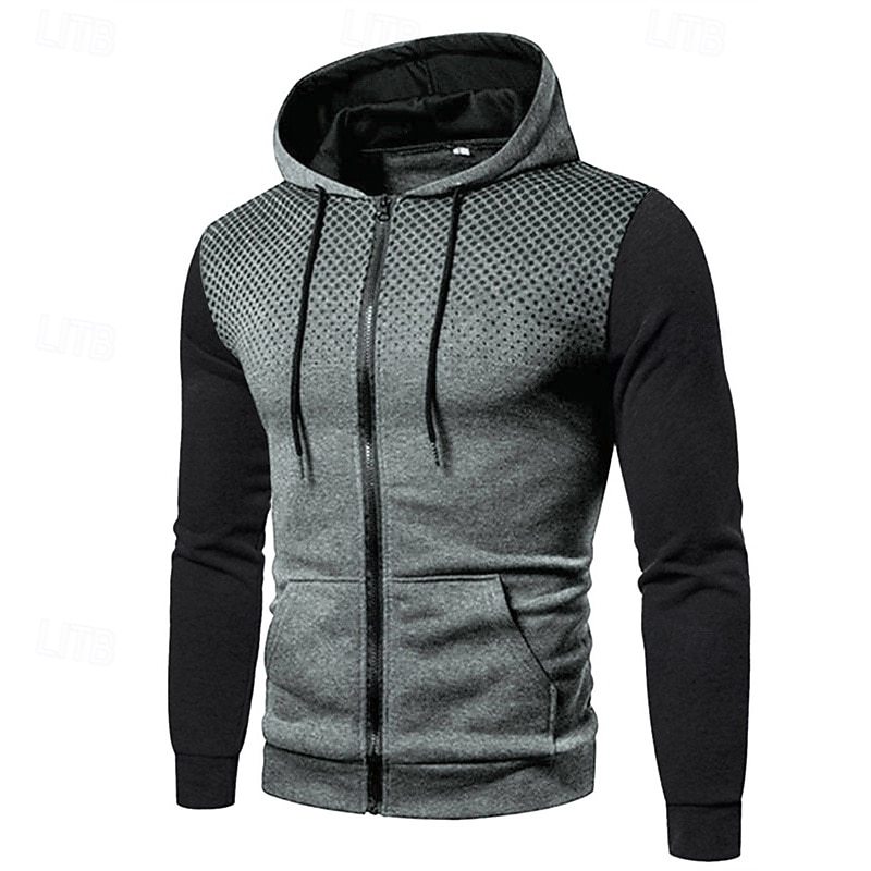 Men's Hoodie Full Zip Hoodie White Red Blue Dark Gray Hooded Color Block Patchwork Pocket Sports & Outdoor Daily Holiday Polyester Streetwear Basic Casual Spring Autumn / Fall Clothing Apparel Hoodies2