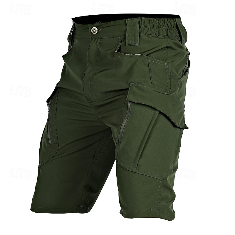 Men's Tactical Shorts Cargo Shorts Shorts Summer Shorts Elastic Waist Multi Pocket Flap Pocket Plain Quick Dry Wearable Knee Length Outdoor Sport Daily Fashion Casual Black Khaki4
