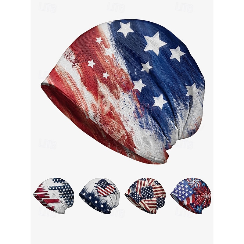 Women's American Flag Printed Toque Hat Neck Gaiter Dual Use - Patriotic style, soft polyester, one size fits most, suitable for daily wear, outdoor activities and Fourth of July celebrations2