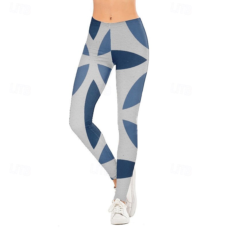 Women's Slacks Leggings Cozy Leggings Streetwear Casual Full Length Natural Flower Elastic Waist Print Comfy Outdoor Comfortable Outdoor Vacation Holiday Black Blue Khaki Dark Blue Fall Regular Fit