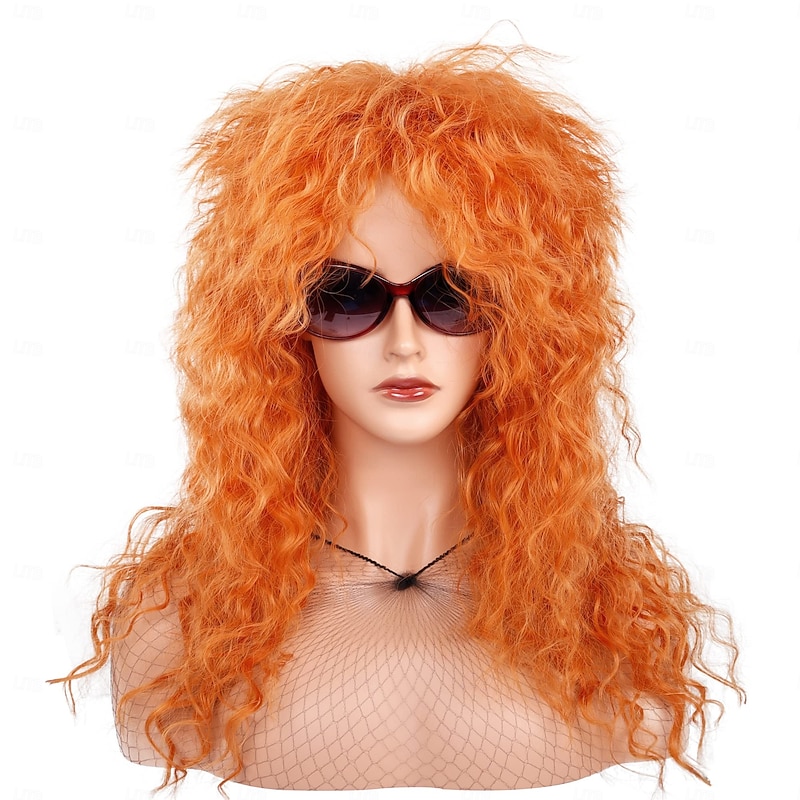 80s Rocker Punk Wig Long Curly Wig for Men and Women Retro Mullet Wigs for Halloween Costume Cosplay Party2