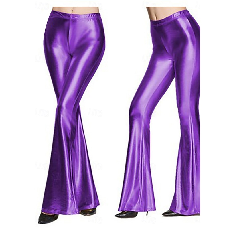 Women's Flared Pants Leather Pants Leggings Fashion Streetwear Casual Full Length High Waist Solid Color Comfy Soft Comfortable Stretchy Outdoor Party Street Red Purple Gold Green Summer Spring Skinny - Main Image