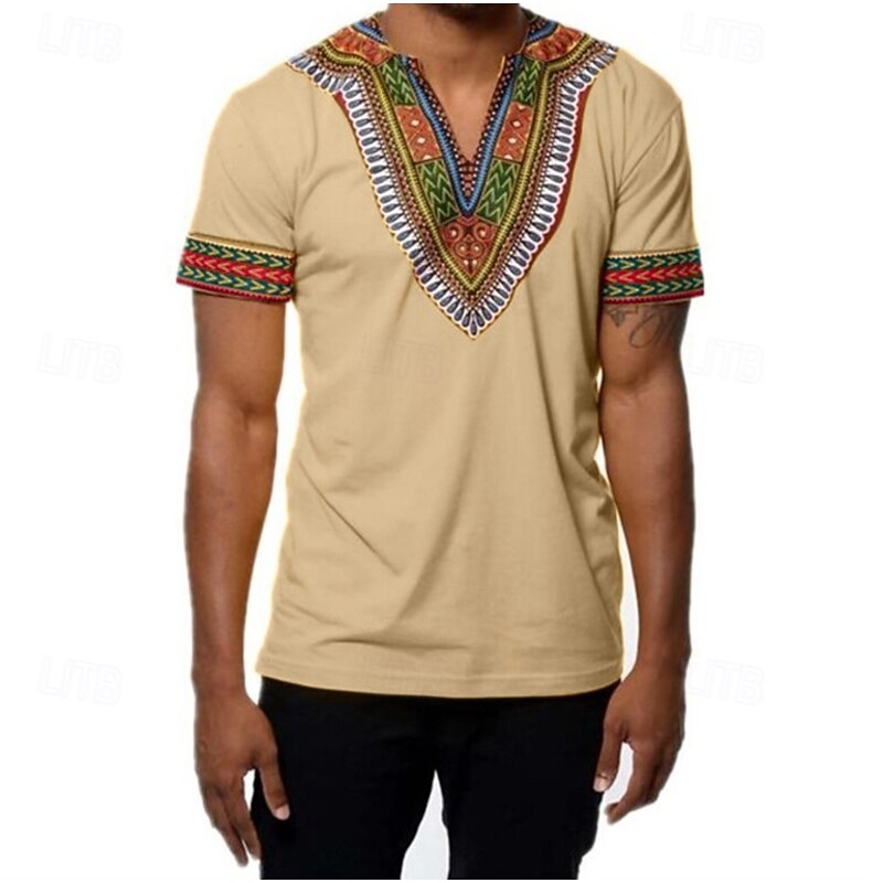 Men's T-shirt Modern African Outfits African Print Dashiki Masquerade Adults T-shirt Party3