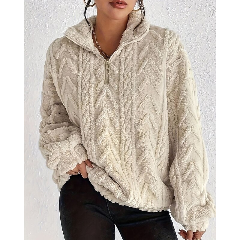 Women's Sweater Pullover Fashion Solid Color Chunky Hooded Knitted Long Sleeve Regular Tops Knit Outdoor Daily Holiday Apricot Fall Winter2