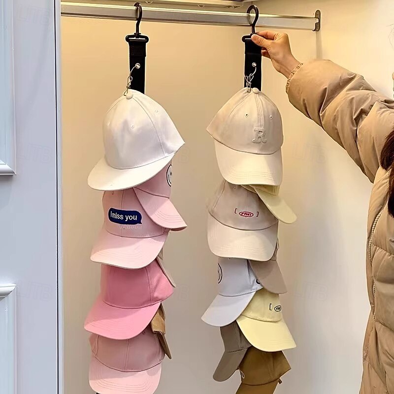 2 Pack Hat Rack for Wall or Door, No-Drill Hat Organizer for Baseball Caps, Over-the-Door Hat Holder Hook Strip, Wall Mounted Hat Storage for Closet Entryway4