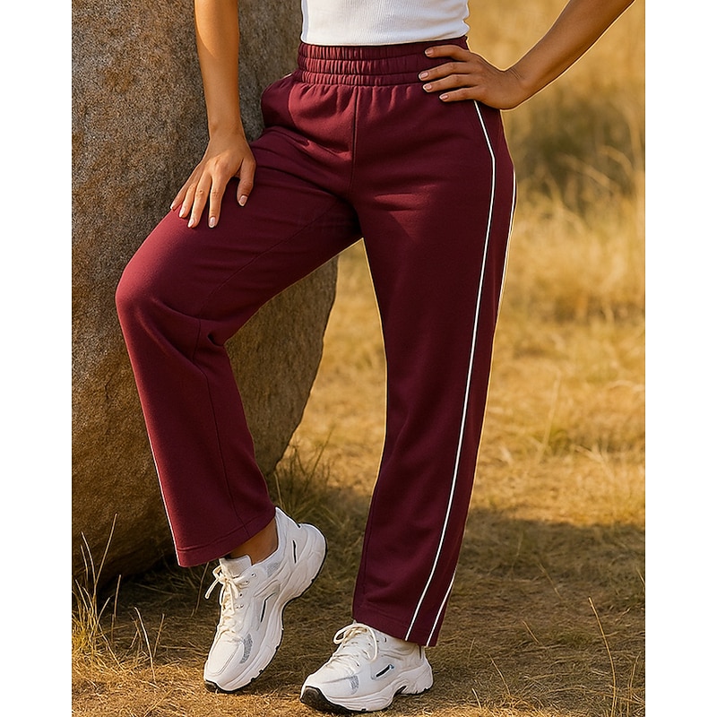 Women's Joggers Sweatpants Running Pants Patchwork Pocket Pants / Trousers Outdoor Sports & Outdoor Casual Tennis Golf Running Regular Fit Sportswear Activewear Stripes Black Pink Wine