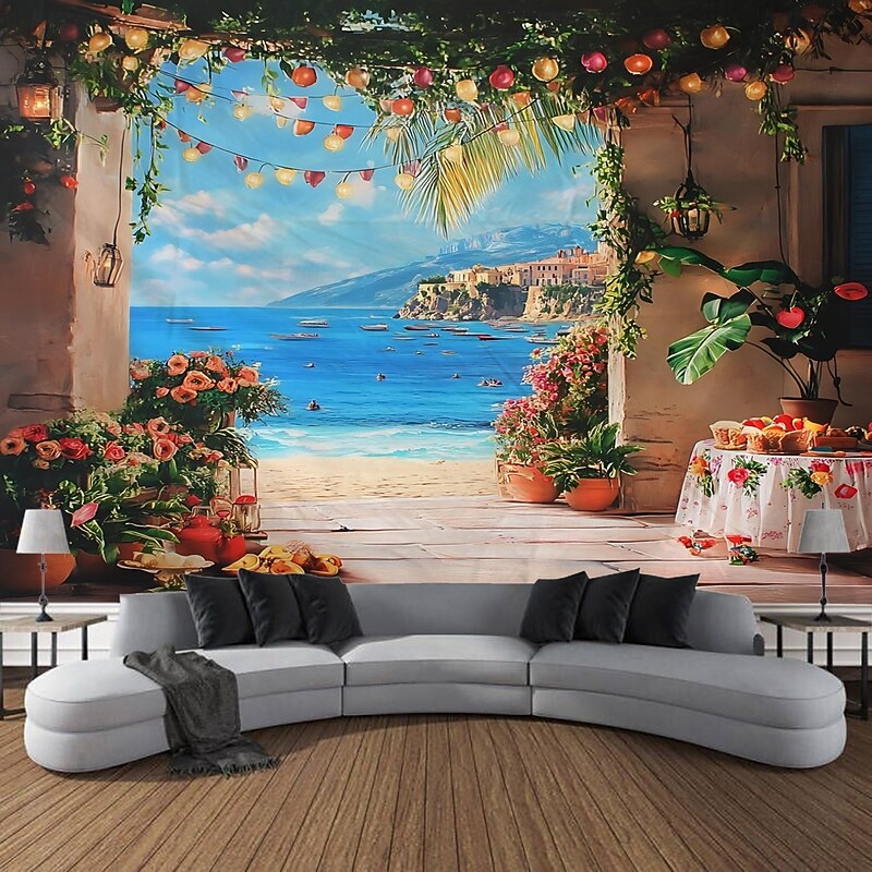 Vintage castle architecture flowers flowers plants landscapes tapestries decorative art blankets curtains hanging home furnishings bedrooms living rooms decorations2