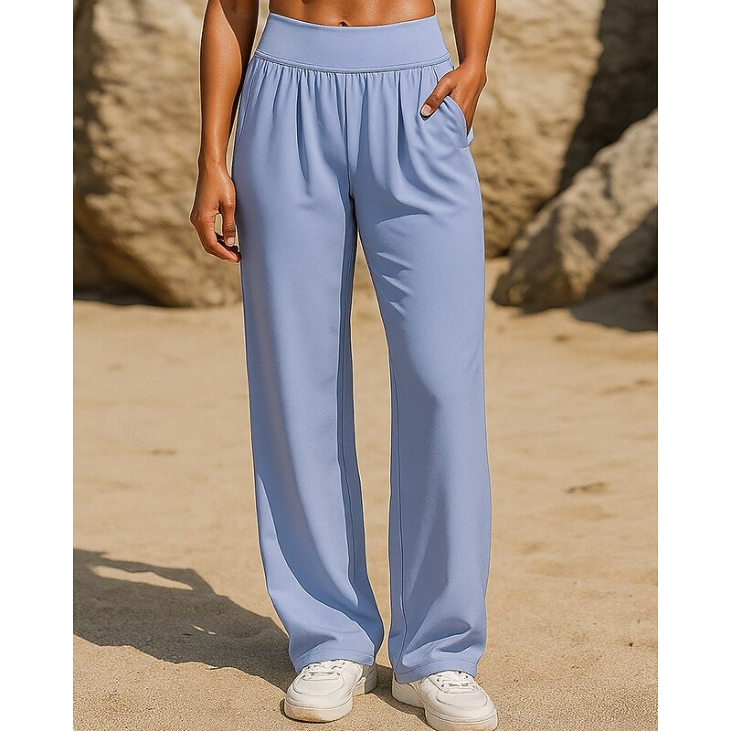 Women's Running Pants Sports Trousers Pocket Bottoms Athleisure Sports Gym Breathable Pilates Running Yoga Regular Fit Sportswear Activewear Solid Colored Blue Coffee Grey4