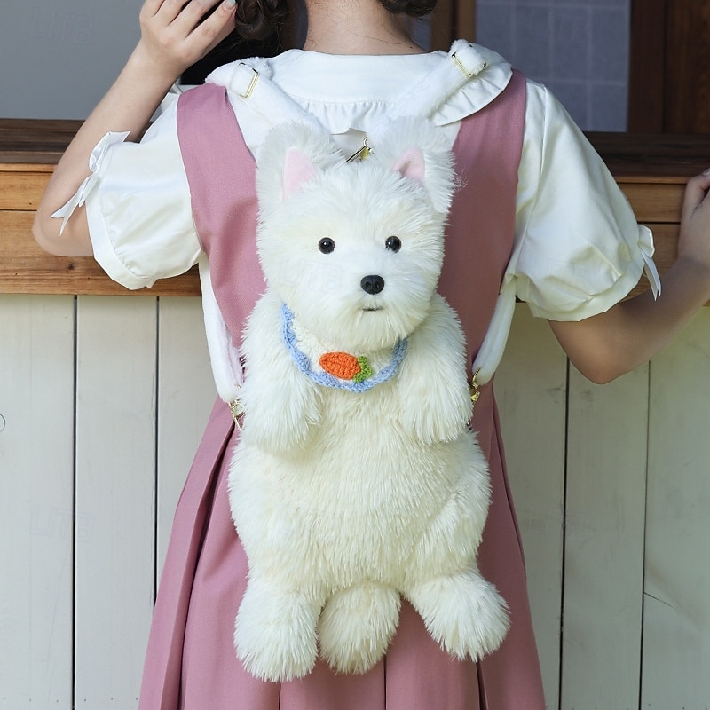 Stuffed Animals Backpack - Cute Dog plush Backpack Handcrafted Realistic Dog Shaped Backpack Idea for Birthdays Anniversaries Ordinary days Large Ragdoll Bag