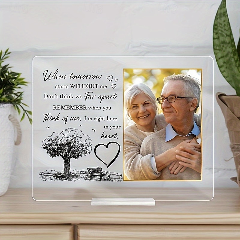 Personalized Memorial Photo Plaque with Base,Custom Acrylic Sympathy Gifts Missing You Photo Frames Plaque I'm Always With You Picture Frame