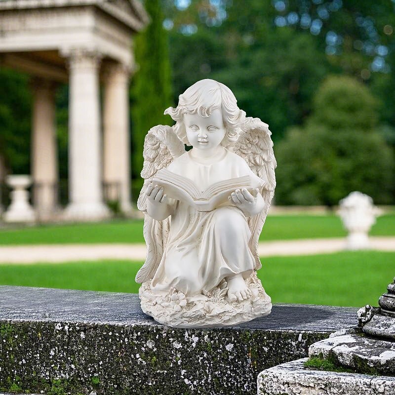 1 Pc Landscape Lights Creative Solar Reading Angel Ornament Courtyard Lawn Garden Outdoor Statue Decoration Resin Lights3