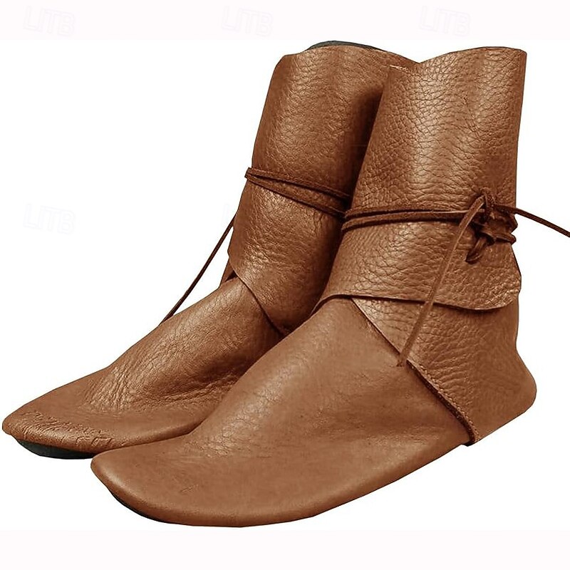 Medieval Renaissance Shoes Knee High Boots Flat Jazz Boots Pirate Viking Crusader Fancy Dress Men's Celtic Pirate Halloween Masquerade Party & Evening LARP Ren Faire Adults' Shoes