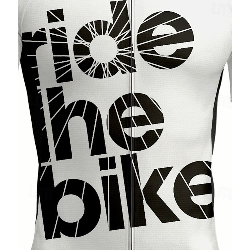 Men's Cycling Jersey Graphic Geometric Letter & Number Short Sleeve Bike Jersey Top with 3 Rear Pockets UV Resistant Quick Dry Front Zipper Reflective Strips Sports White Clothing Apparel3