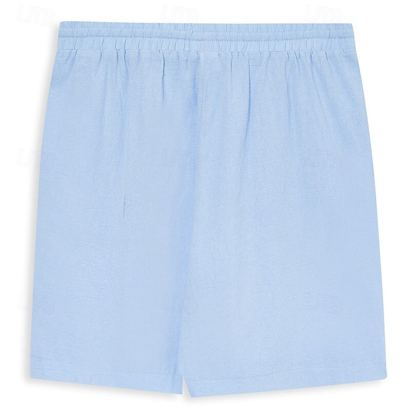 Men's Shorts Linen Shorts Summer Shorts Beach Shorts Drawstring Elastic Waist Plain Comfort Breathable Knee Length Outdoor Daily Beach Fashion Classic Style Green Khaki3