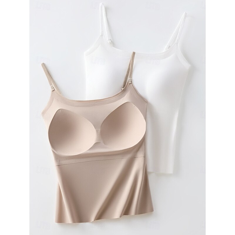 Women's Camisole Tank Top Solid Color Daily Sleeveless U Neck Regular Tops Black White Light Brown Brown Khaki Summer Spring4