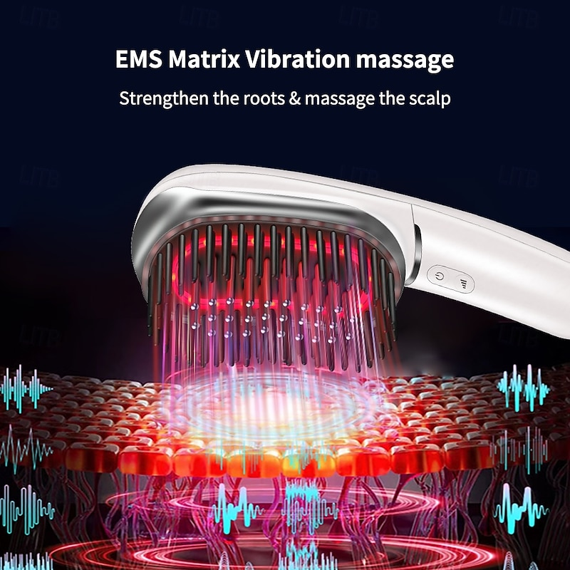 Led Blue Red Light Therapy Hair Massager Brush Scalp Massage Comb EMS Microcurrent Negative Ion Hair Comb4