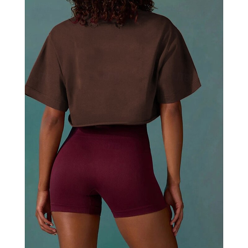 Women's Track Top Running Shirt Sports Top Short Short Sleeve Top Athleisure Wick Moisture Tennis Golf Running Sportswear Activewear Apricot Wine Red Black4