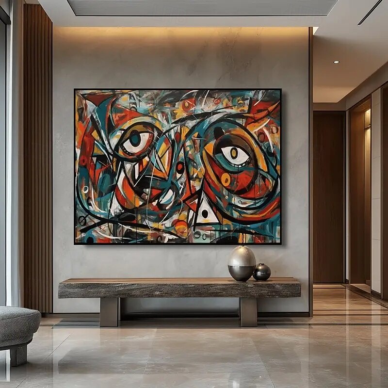 A Large Abstract Modern Art Canvas Print Unframed Picasso Style Wall Painting. Mixed Tones. No Electricity Required Decorative Poster Suitable For Living Room And Bedroom.4