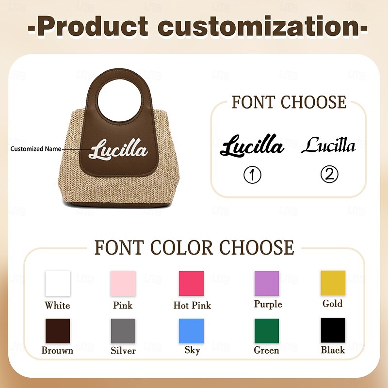 Personalized Straw Beach Bag with Custom Name Summer Vacation Tote Gift for Mom Wife Girlfriend, Unique Island Holiday Must-Have2