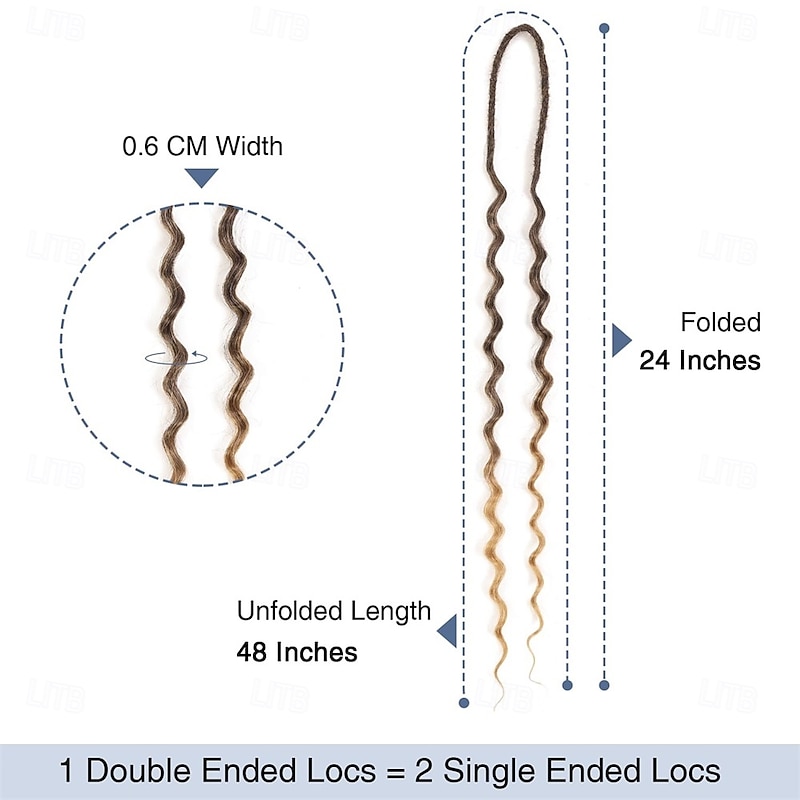 Full Set Double Ended Platinum Blonde Curly Dreads Extension for Women DE Blonde Wavy Dreadlock Handmade Synthetic Soft Dreadlock Crochet Hair (50 Strands Curly Dreads2