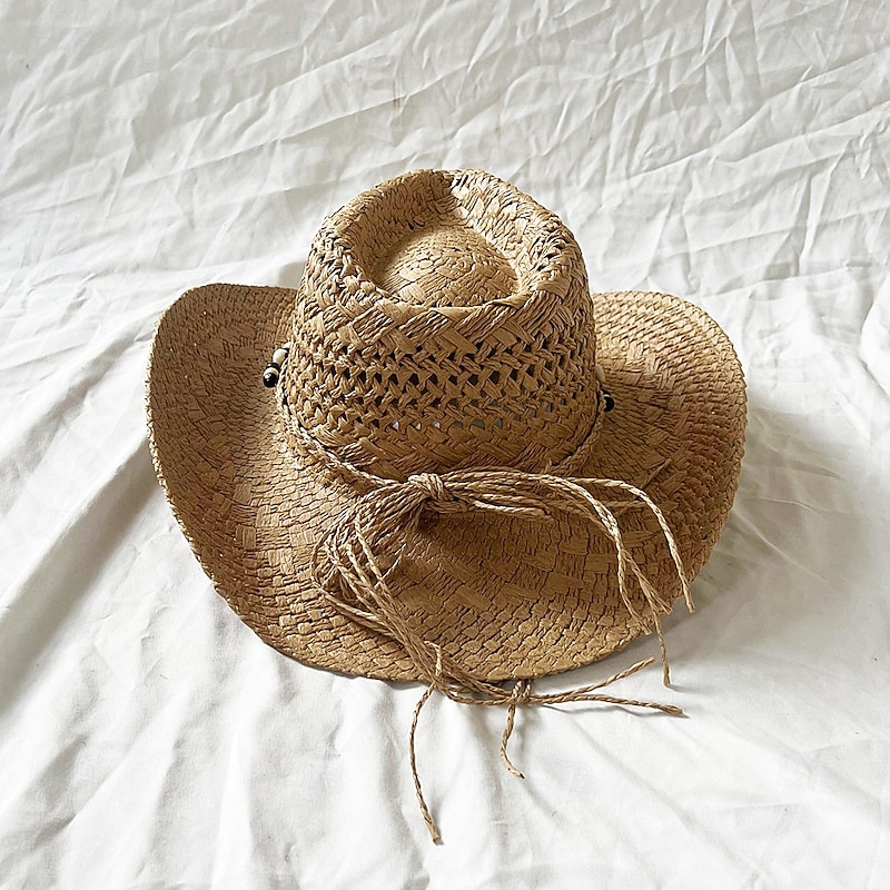Shell Straw Hat Seaside Holiday Sun Hat Roll Brim Cowboy Straw Hat4