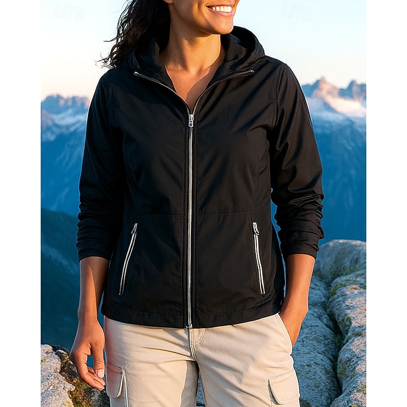 Women's Outdoor Jacket Hiking Jacket Outdoor Breathable Quick Dry Lightweight Hiking Outfits Hiking Clothes Summer Spring Jacket Tennis Golf Running Solid Color Black White Pink