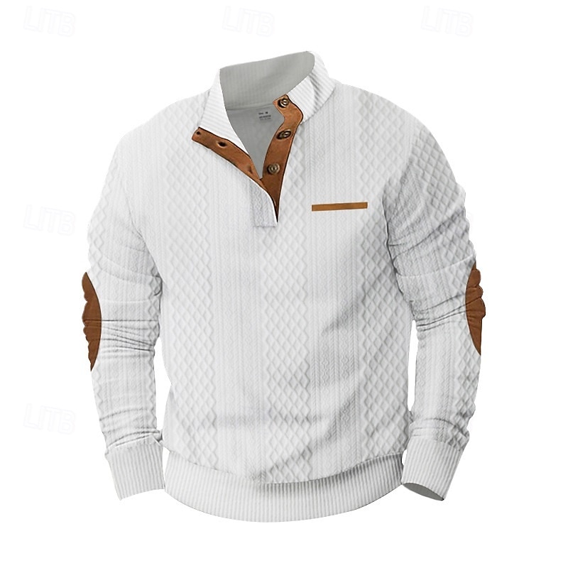 Men's Button Up Hoodie Black Army Green Khaki Dark Gray Beige Standing Collar Color Block Patchwork Quarter Zip Sports & Outdoor Casual Daily Streetwear Cool Sportswear Fall & Winter Clothing Apparel3