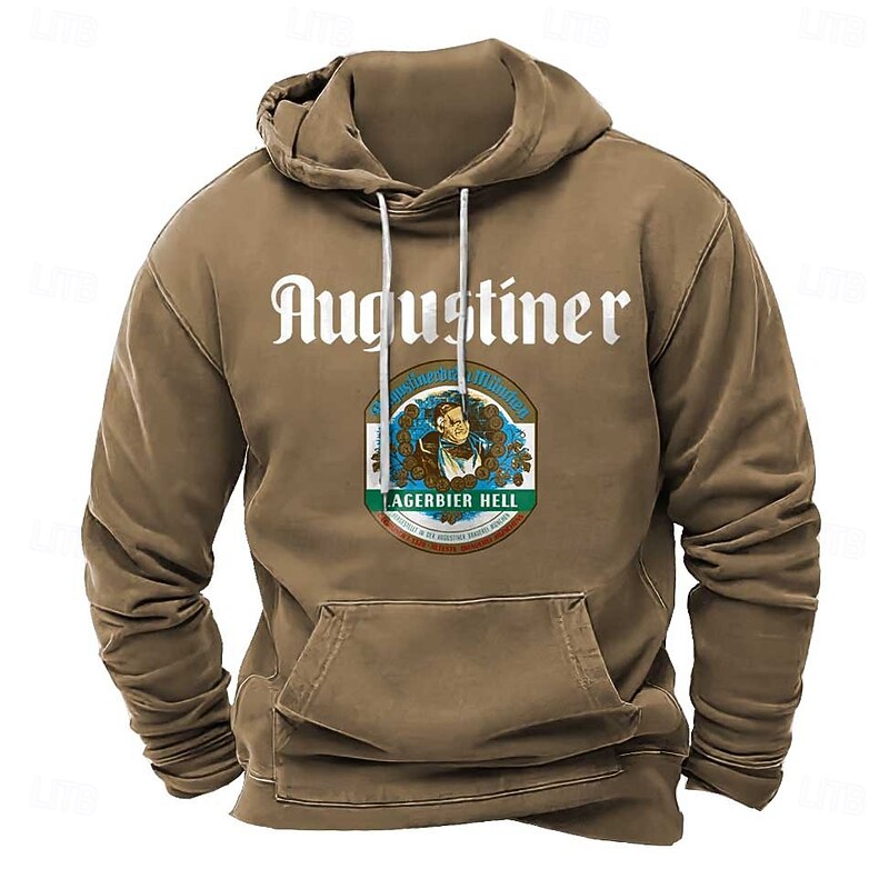 Men's Graphic Hoodie Long Sleeve Sweatshirts Carnival Vintage Retro Festival Autumn-Winter Collection Black Brown Dark Blue Clothing Apparel Designer Print Normal S M L Sizes Available3