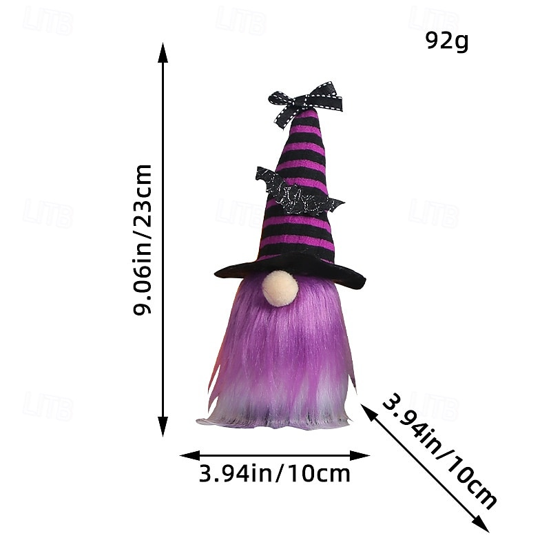Halloween Witch Gnome Mini Plush Door with Hats, Cute Ghost Festival Decoration, Bar and Tabletop Props for Spooky Party Decor2