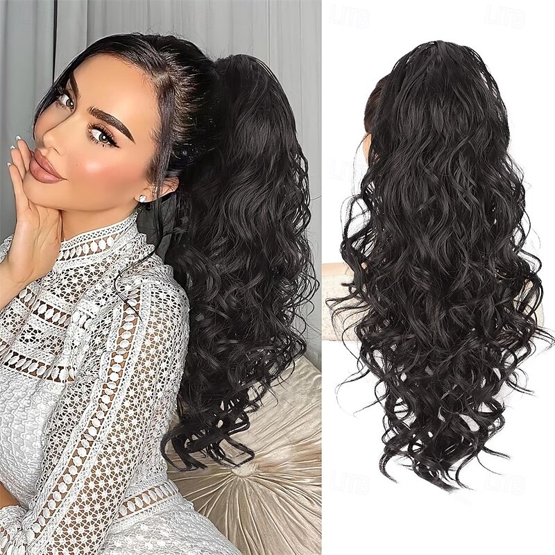 20 Wavy Ponytail Extension Claw Clip Ponytail Hair Extension Natural Synthetic Hairpiece for Women Daily Use