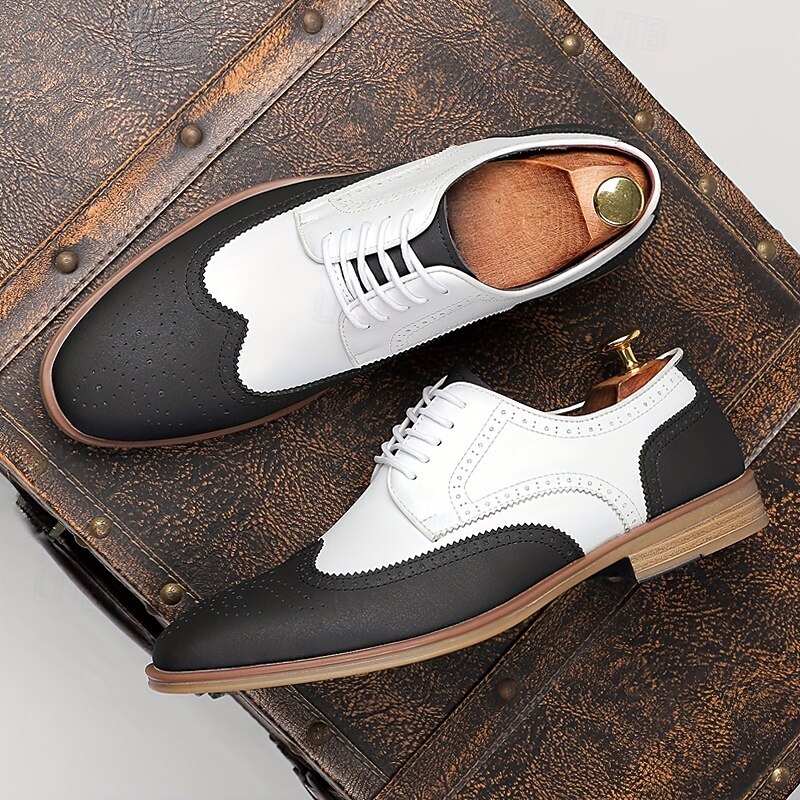 Men's Brown Faux Leather Brogue Casual Shoes – Smart Lace-Up Footwear for Business Casual, Office & Semi-Formal Events3